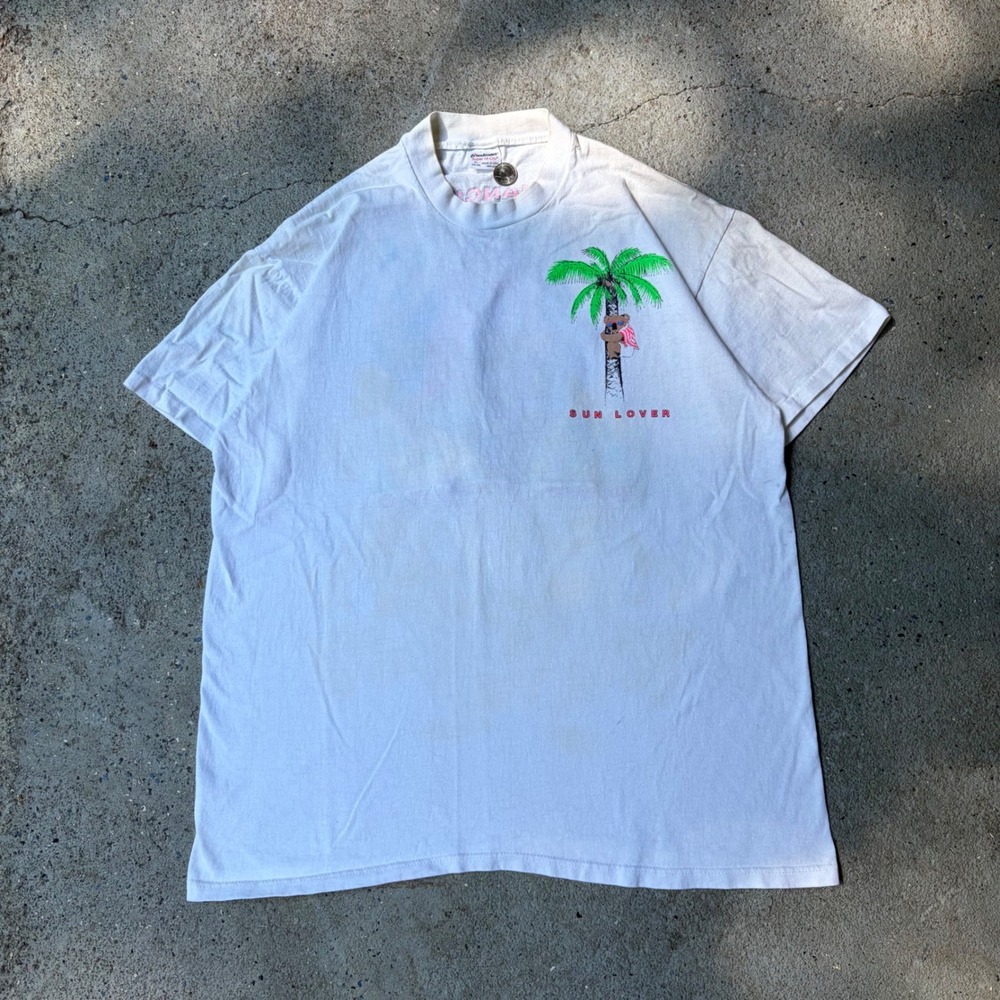 Vintage Stedman Super Hi-Cru Sun Lover Koala T-Shirt XL White Single Stitch USA